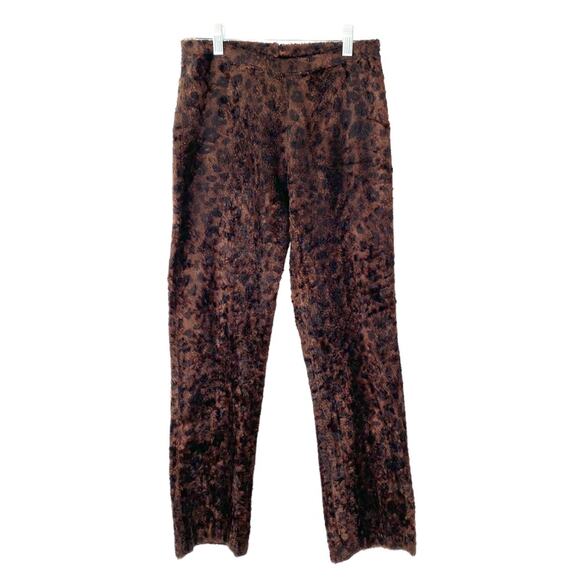 William B Brown Black Furry Leopard Animal Print Pants size 4 - Picture 1 of 8